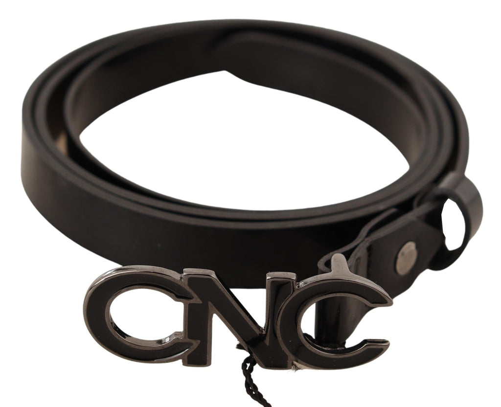 Black Leather Letter Logo Buckle Belt - 85-cm-34-inches