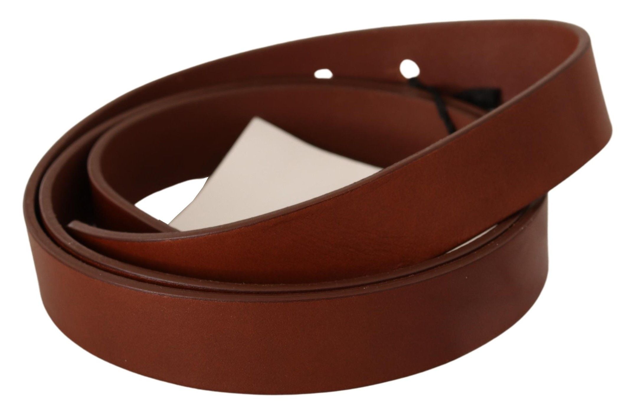Brown Leather Silver Fastening Belt - 85-cm-34-inches