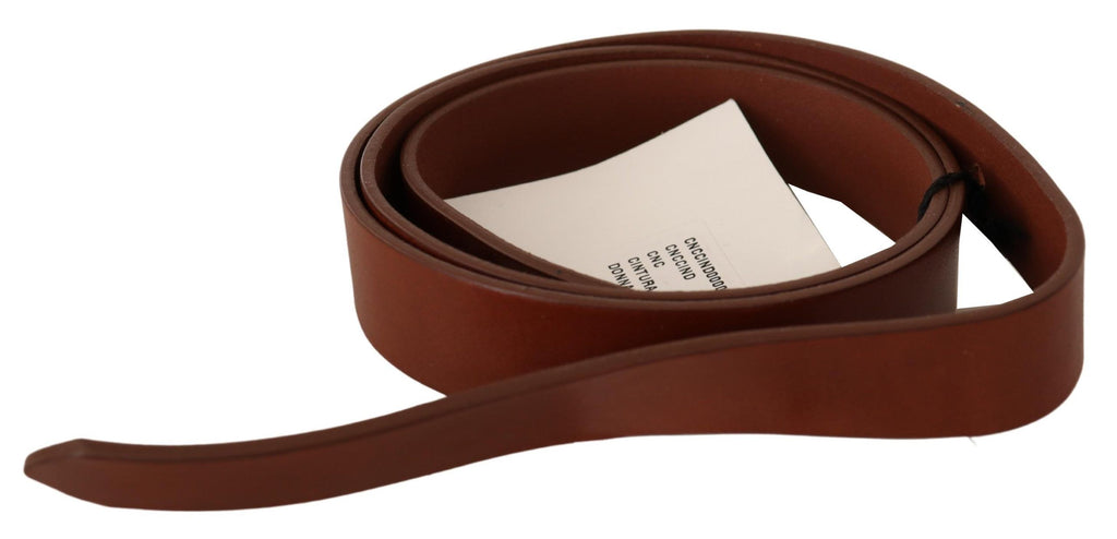 Brown Leather Silver Fastening Belt - 85-cm-34-inches