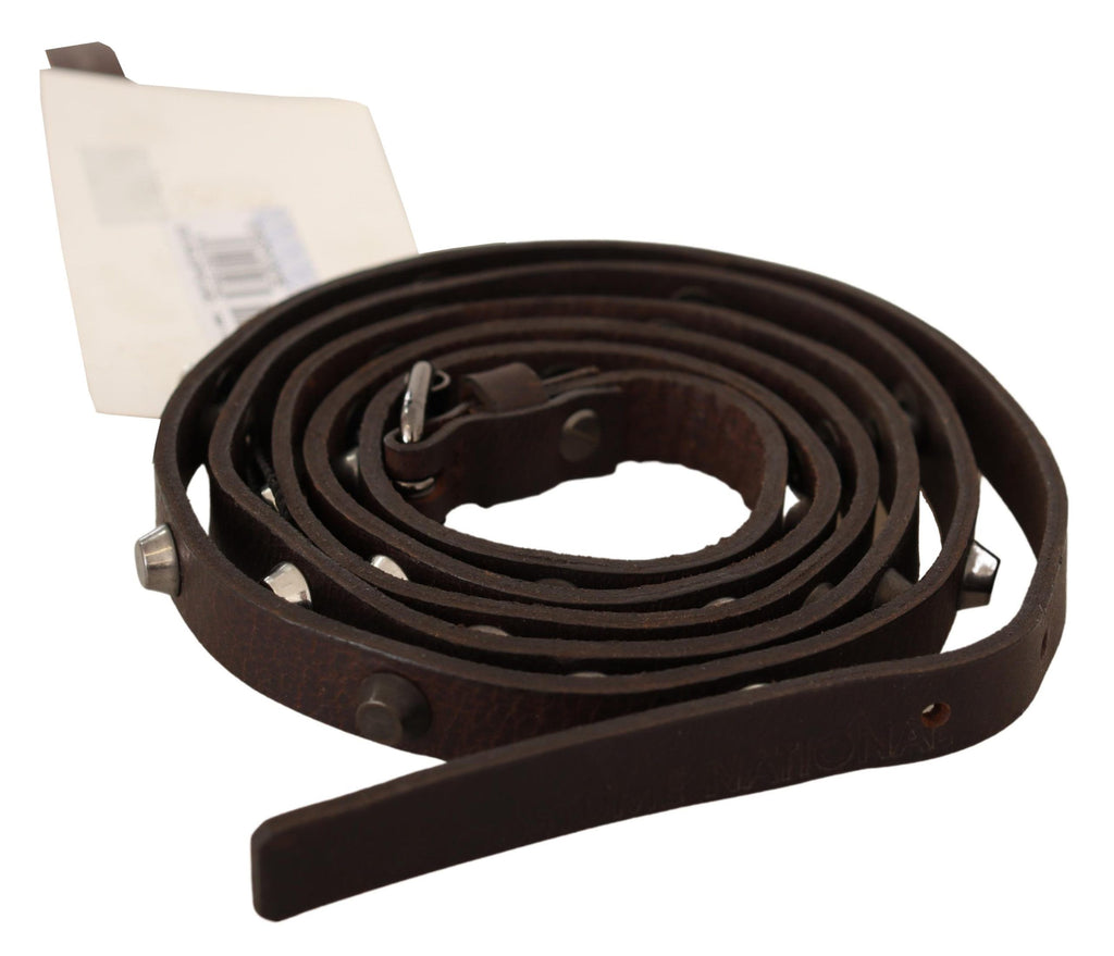 Brown Leather Silver Tone Buckle Belt - 85-cm-34-inches