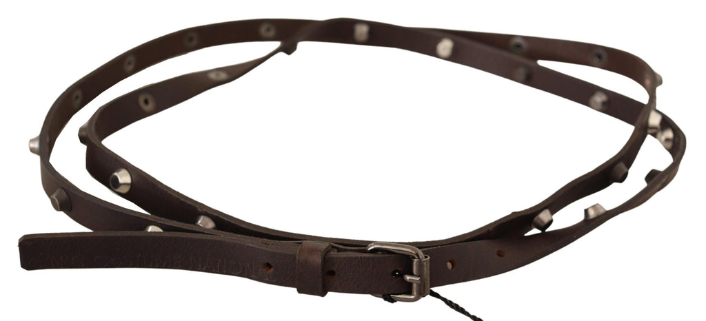Brown Leather Silver Tone Buckle Belt - 85-cm-34-inches