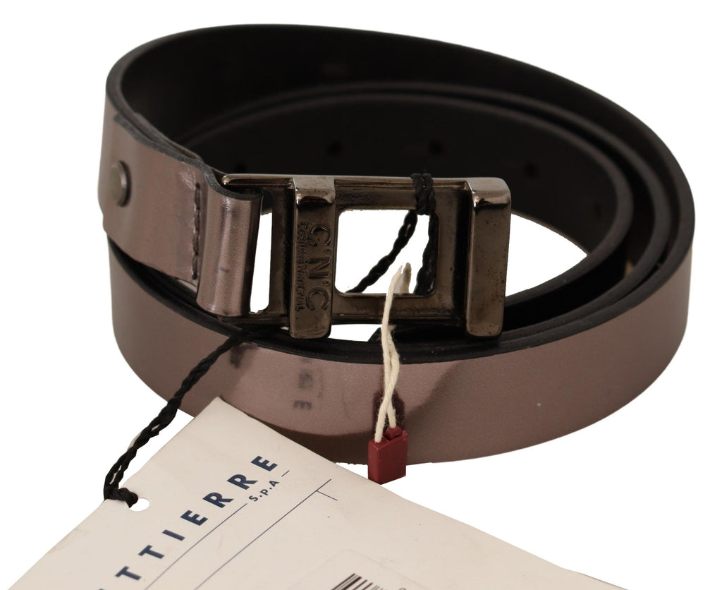 Pink Metallic Leather Buckle Belt - 85-cm-34-inches