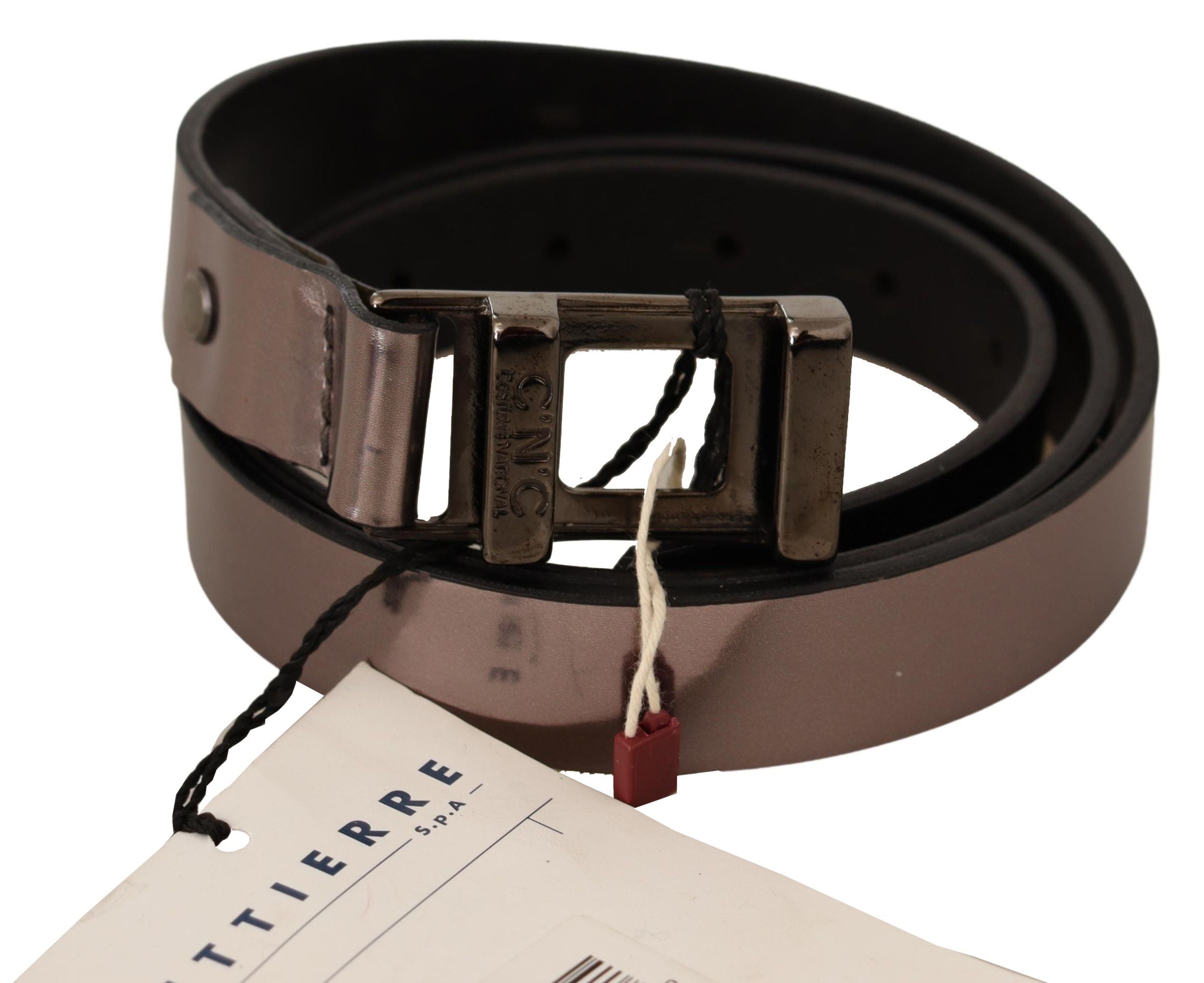 Pink Metallic Leather Buckle Belt - 85-cm-34-inches