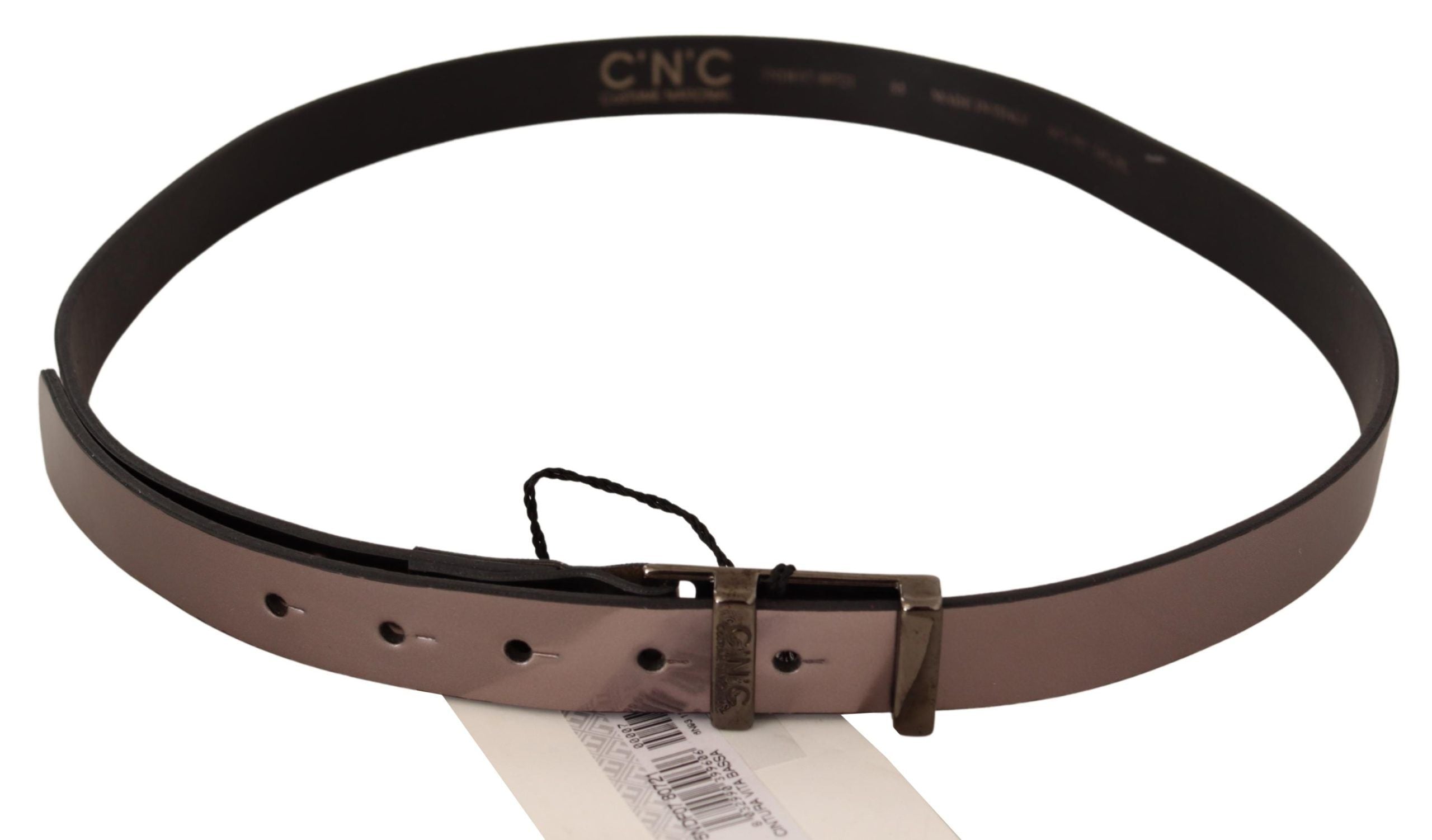 Pink Metallic Leather Buckle Belt - 85-cm-34-inches