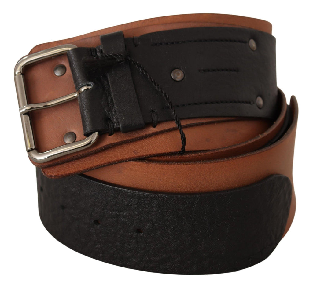 Black Brown Leather Silver Buckle - 85-cm-34-inches