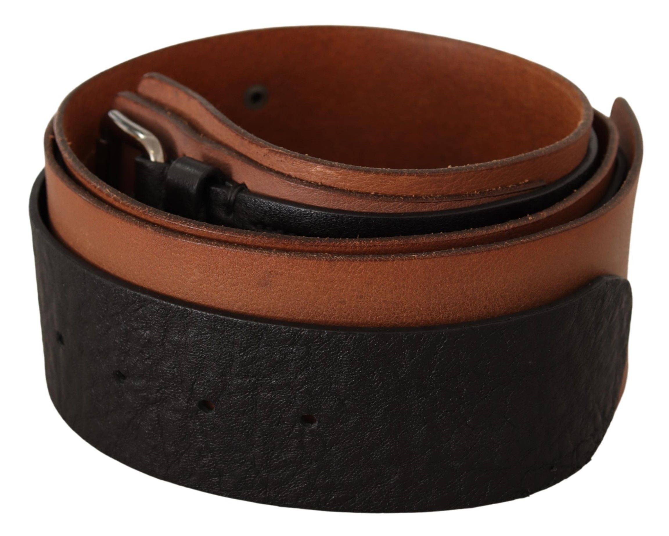Black Brown Leather Silver Buckle - 85-cm-34-inches