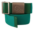Green Cotton Silver Logo Metal Buckle Waist Belt - 100-cm-40-inches