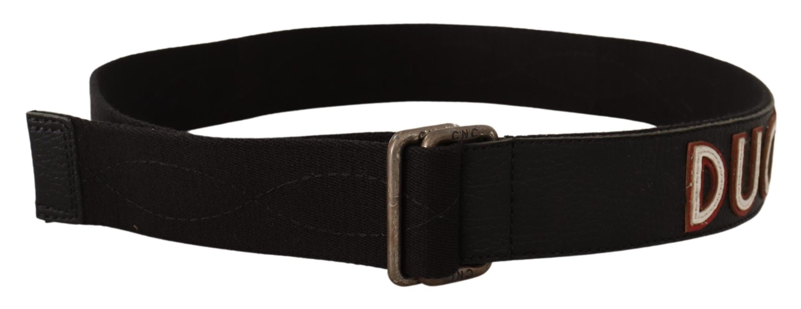 Black Cotton Ducati Metal Buckle Belt - 85-cm-34-inches