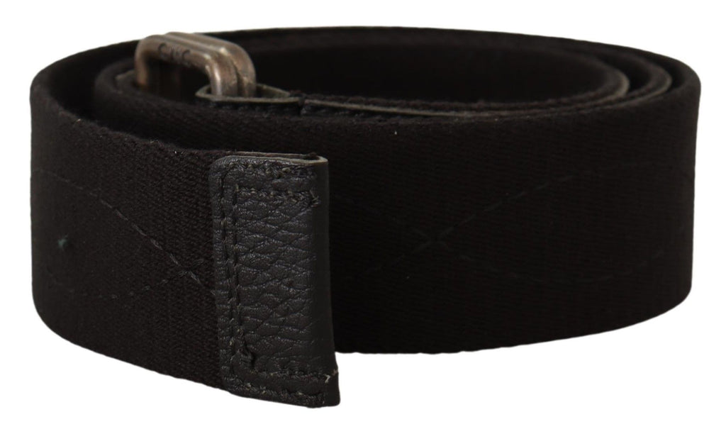 Black Cotton Ducati Metal Buckle Belt - 85-cm-34-inches
