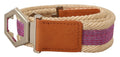 Multicolor Leather Silver Hexagon Logo Buckle Belt - 85-cm-34-inches