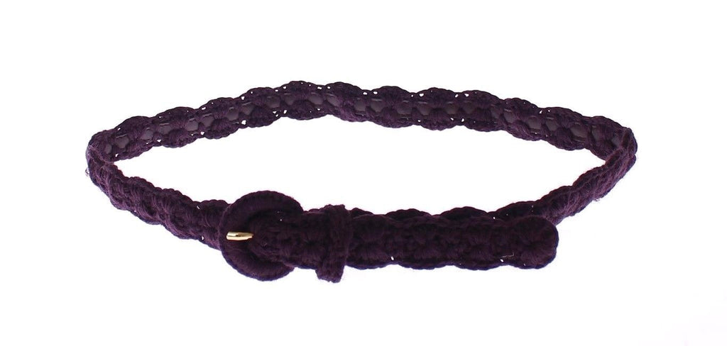 Purple Cotton Gold Logo Waist Belt - 70-cm-28-inches