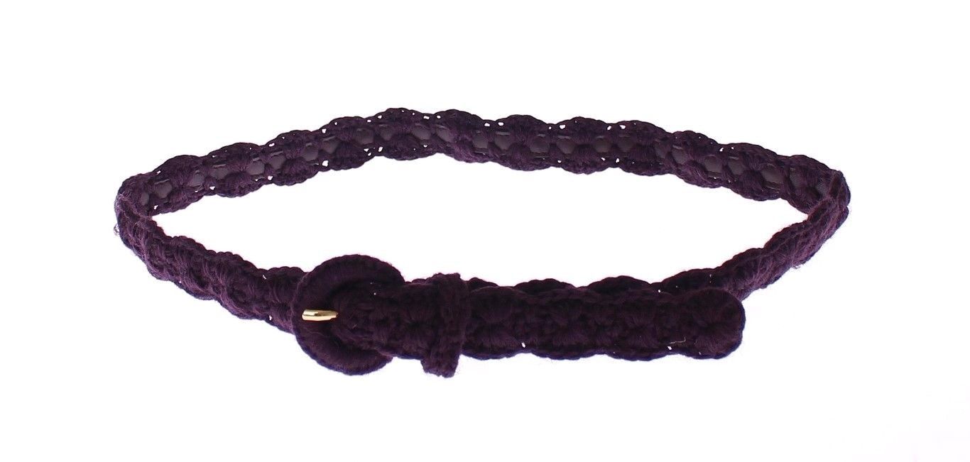 Purple Cotton Gold Logo Waist Belt - 70-cm-28-inches