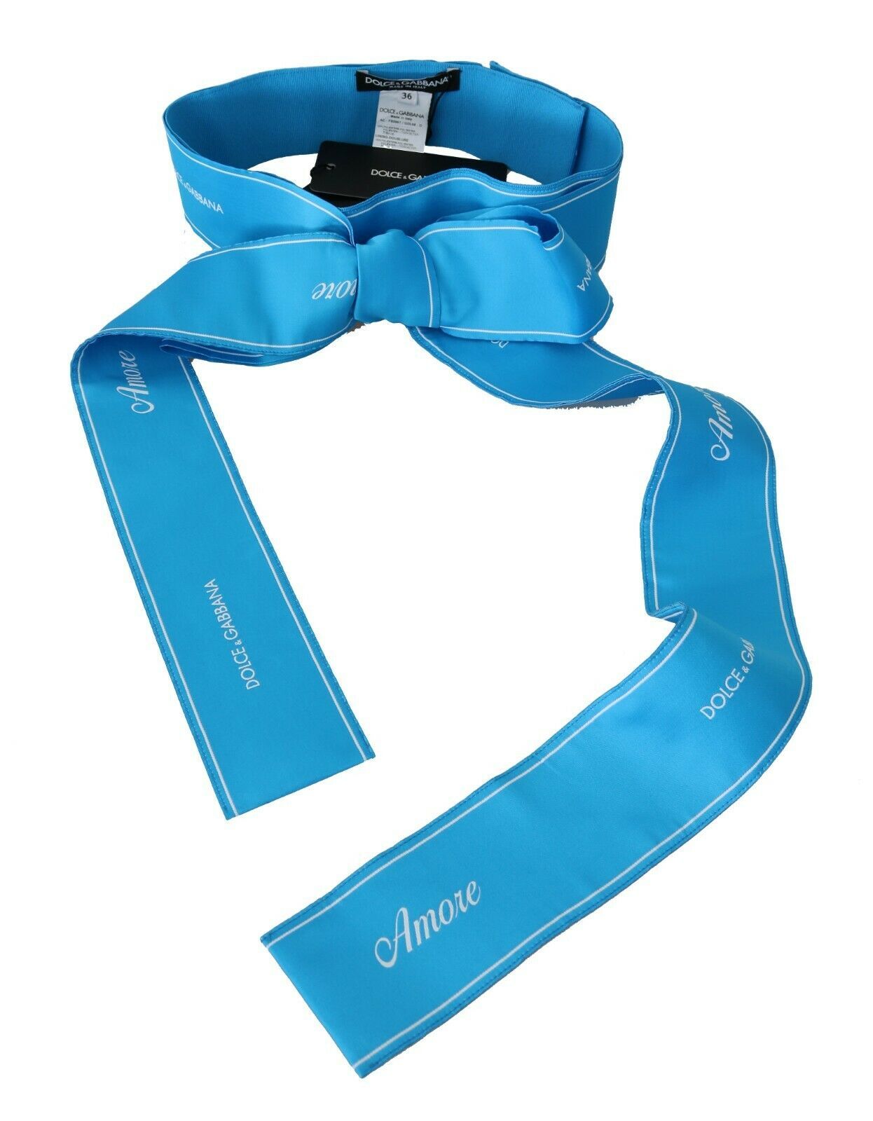 Blue Waist Ribbon Wide Bow Belt - it36-xs