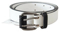 White Genuine Leather Silver Buckle Waist Belt - 90-cm-36-inches