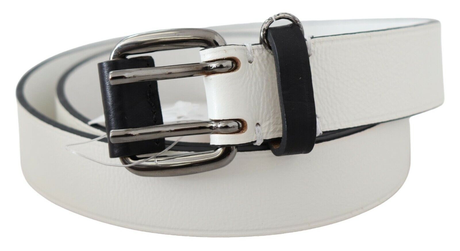White Genuine Leather Silver Buckle Waist Belt - 90-cm-36-inches