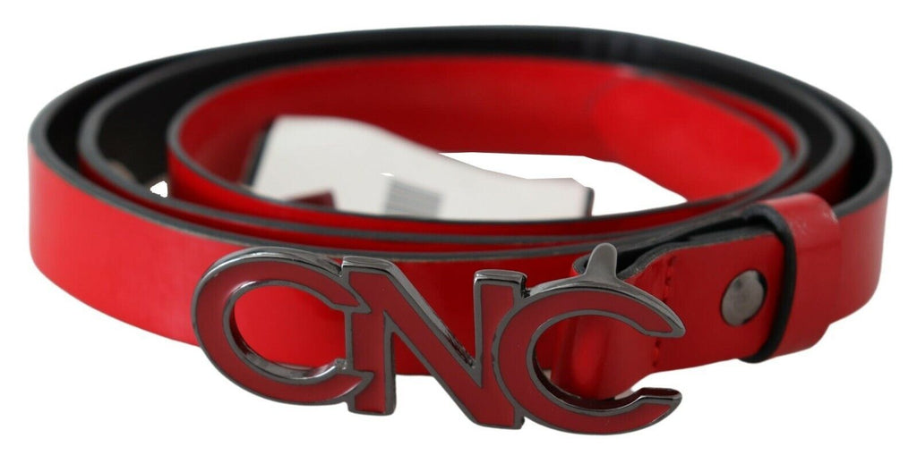 Red Black Reversible Leather Logo Buckle Belt - 85-cm-34-inches