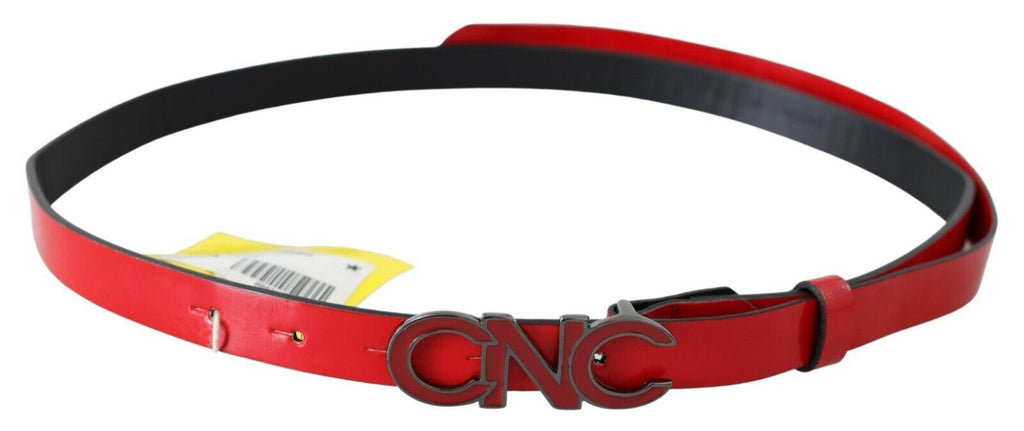Red Black Reversible Leather Logo Buckle Belt - 85-cm-34-inches