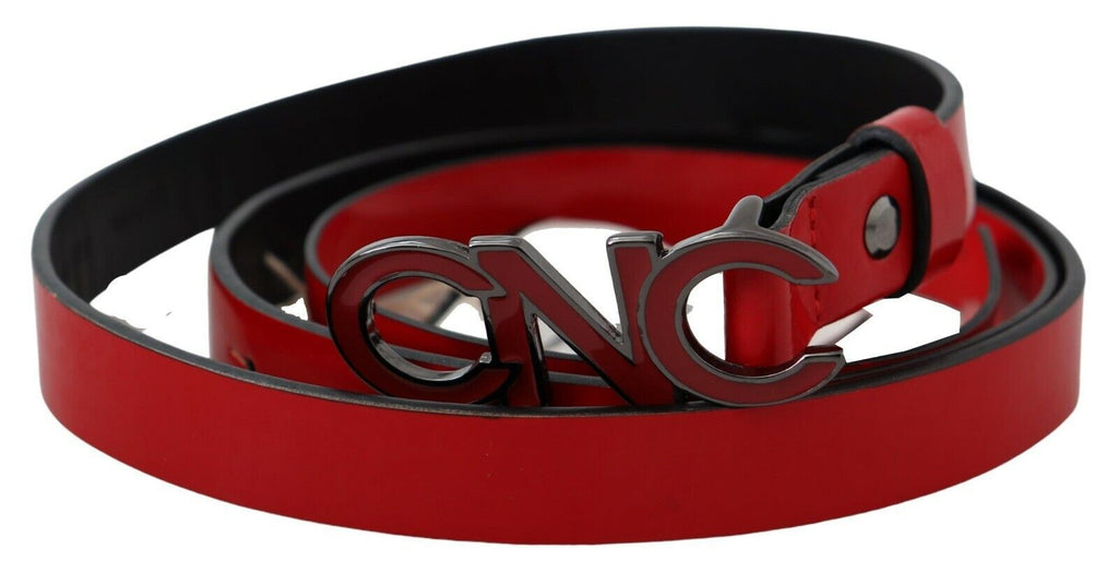 Red Black Reversible Leather Logo Buckle Belt - 85-cm-34-inches