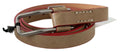 Beige Leather Silver Logo Buckle Waist Belt - 85-cm-34-inches