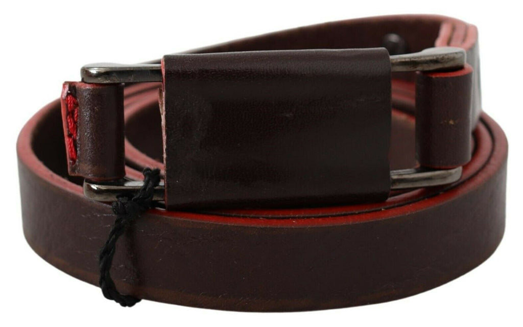 Brown Leather Double Rustic Silver Buckle Belt - 85-cm-34-inches
