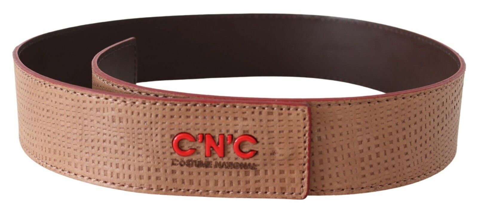 White Leather Logo Fashion Waist Belt - 85-cm-34-inches