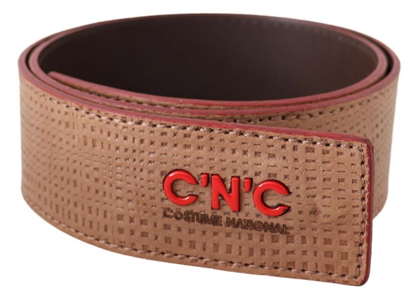 White Leather Logo Fashion Waist Belt - 85-cm-34-inches