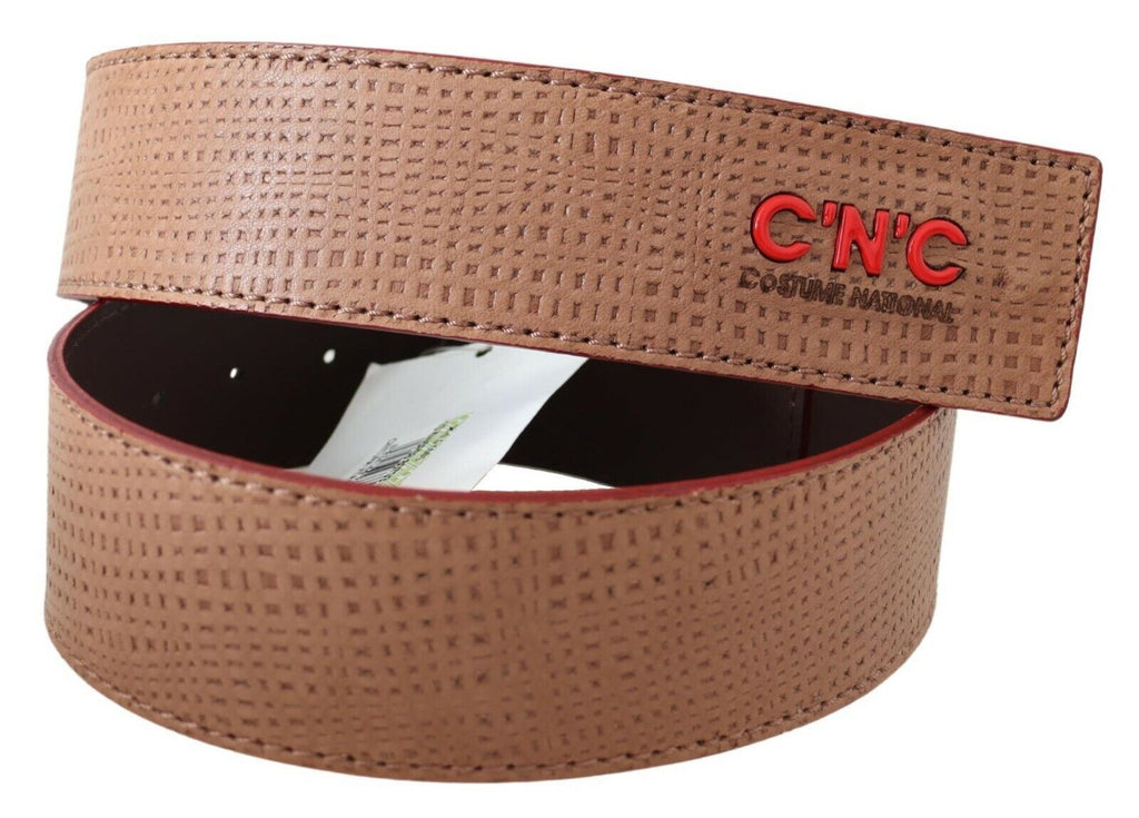 White Leather Logo Fashion Waist Belt - 85-cm-34-inches
