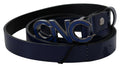 Blue Leather Logo Skinny Fashion  Belt - 85-cm-34-inches