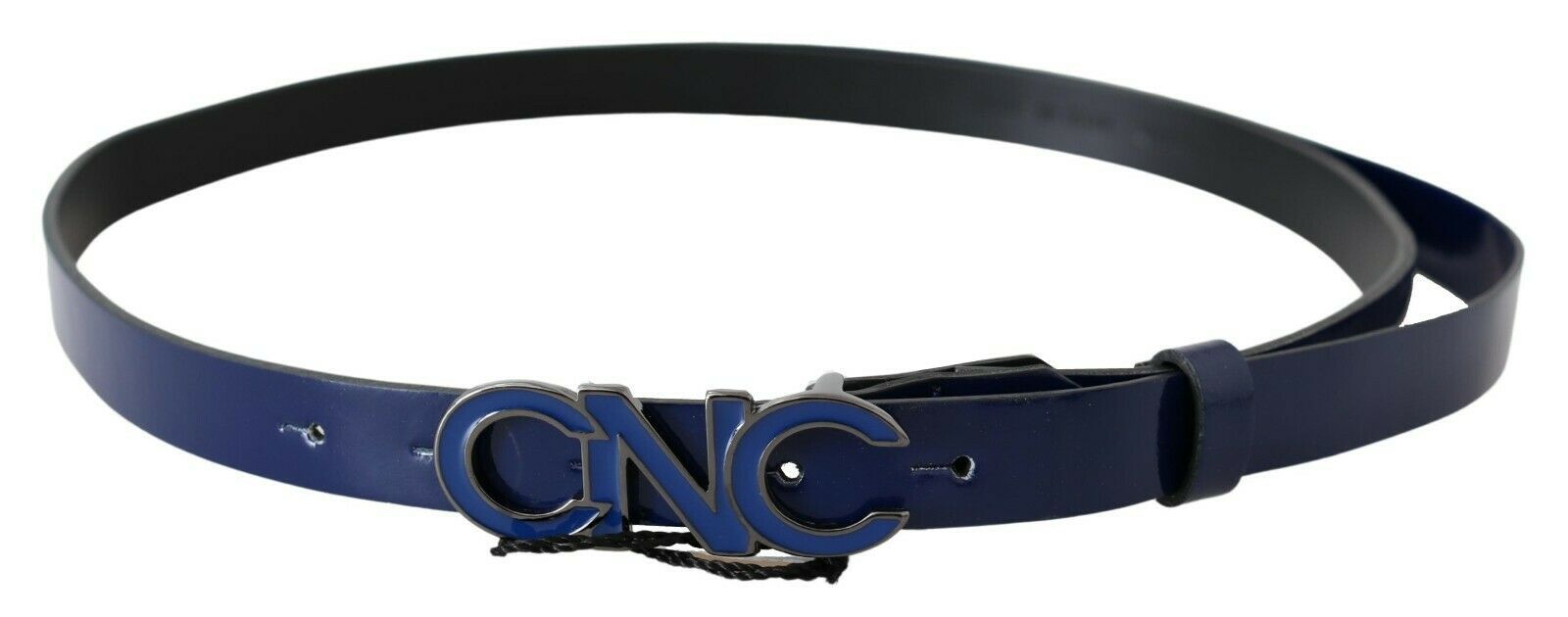 Blue Leather Logo Skinny Fashion  Belt - 85-cm-34-inches