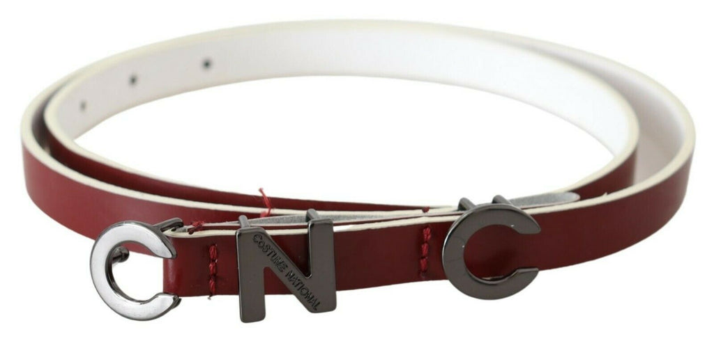 Maroon Leather Logo Skinny Fashion - 85-cm-34-inches