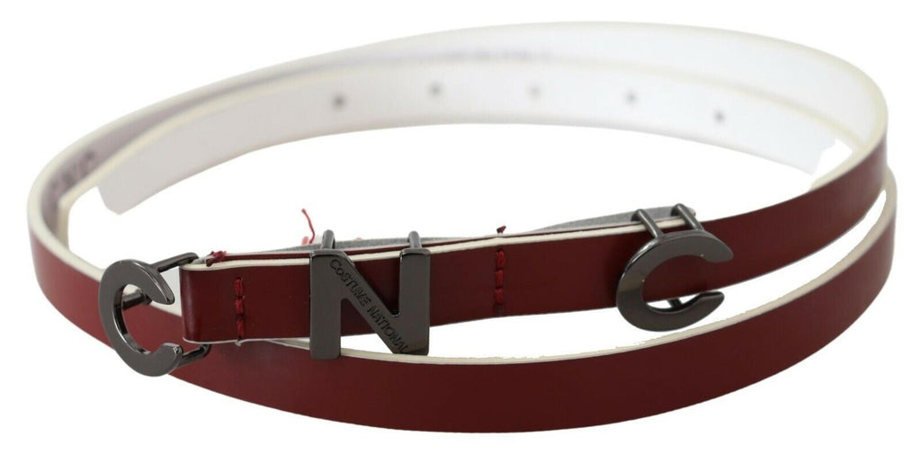 Maroon Leather Logo Skinny Fashion - 85-cm-34-inches