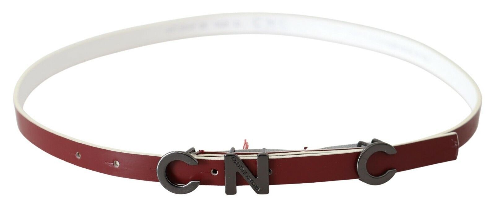 Maroon Leather Logo Skinny Fashion - 85-cm-34-inches