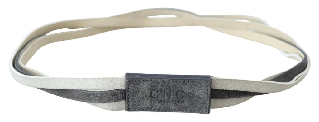 White Velvet Square Logo Design Waist Belt - 90-cm-36-inches