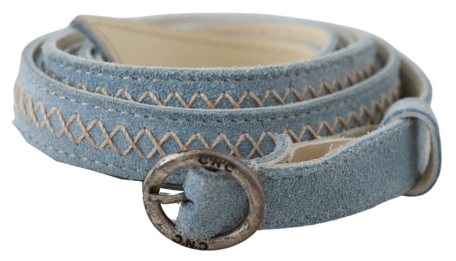 Blue Skinny Leather Fashion Waist Belt - l