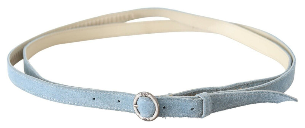 Blue Skinny Leather Fashion Waist Belt - l