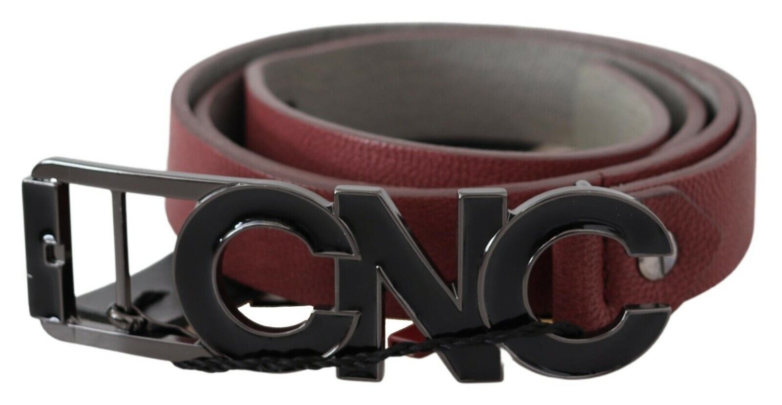 Maroon Skinny Leather Logo Fashion Belt - 100-cm-40-inches