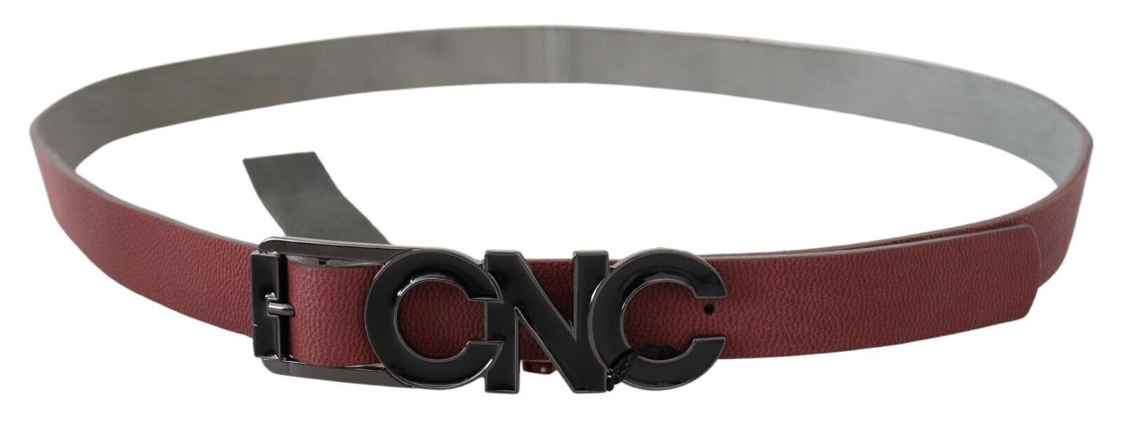 Maroon Skinny Leather Logo Fashion Belt - 100-cm-40-inches