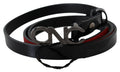 Black Skinny Leather Logo Buckle Belt - 85-cm-34-inches