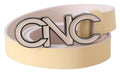Beige Leather Pink Letter Logo Belt - 85-cm-34-inches