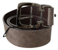 Dark Brown Leather Metallic Square Buckle Belt - 85-cm-34-inches