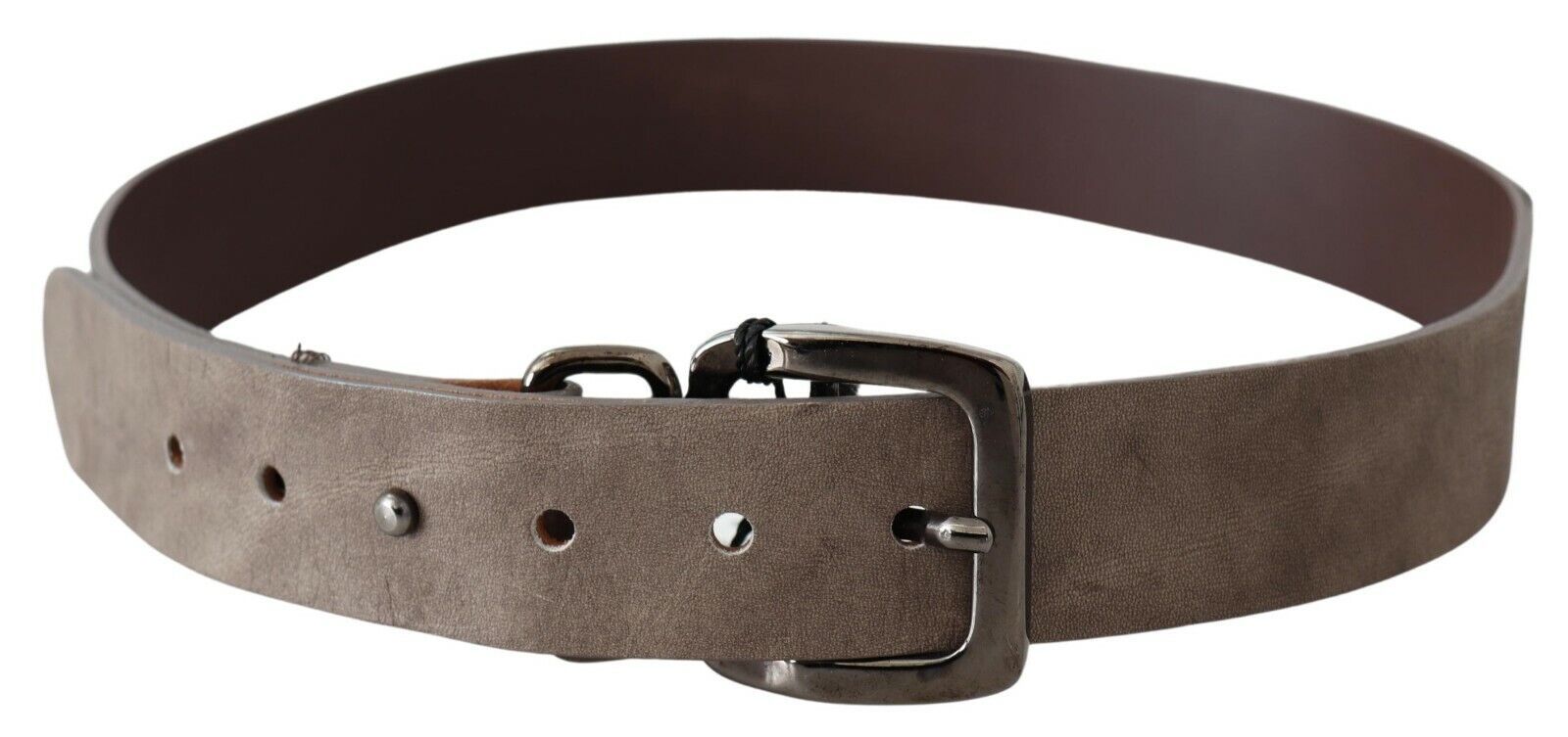 Dark Brown Leather Metallic Square Buckle Belt - 85-cm-34-inches