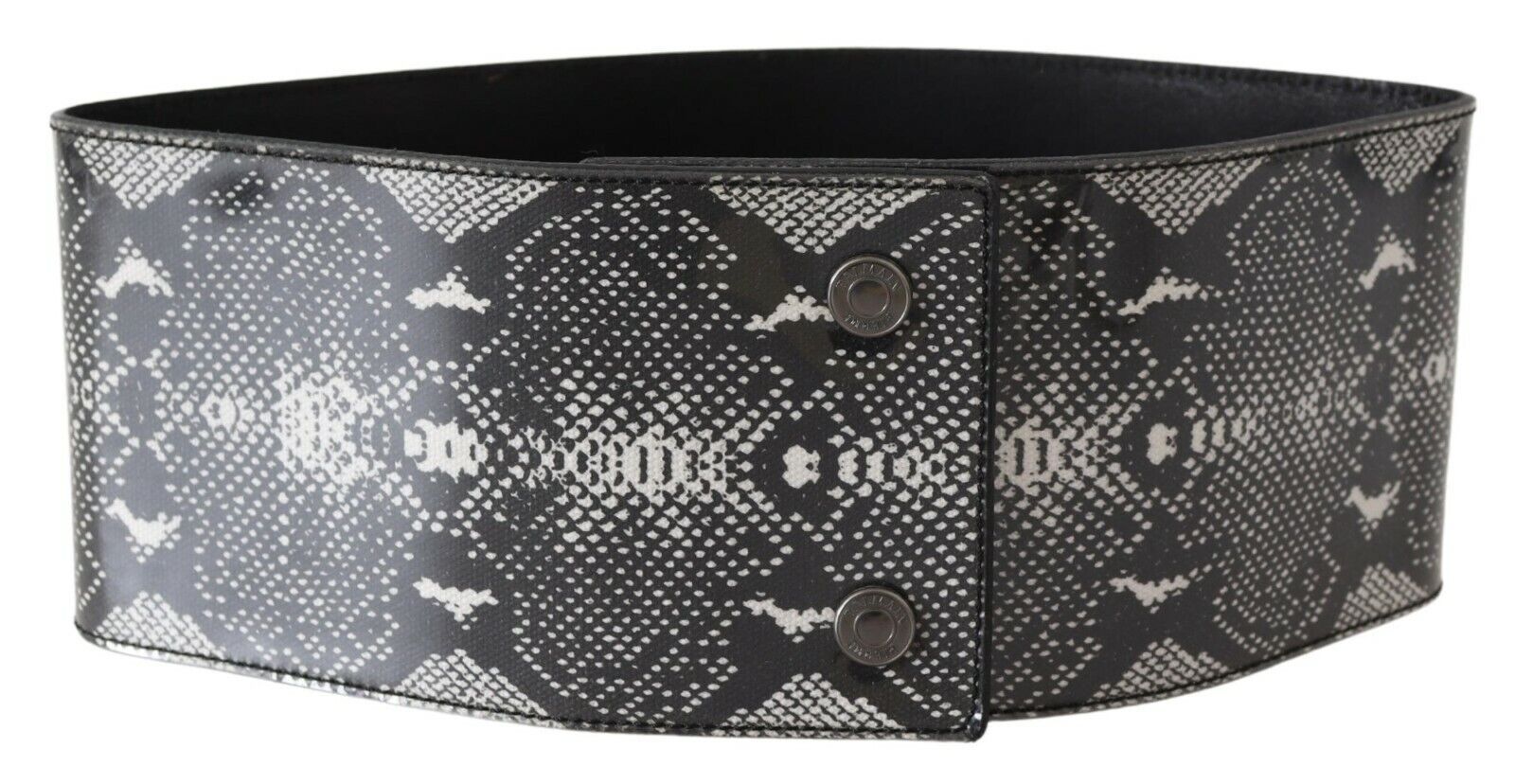 Black Wide Leather Snakeskin Design Waist Belt - 65-cm-26-inches