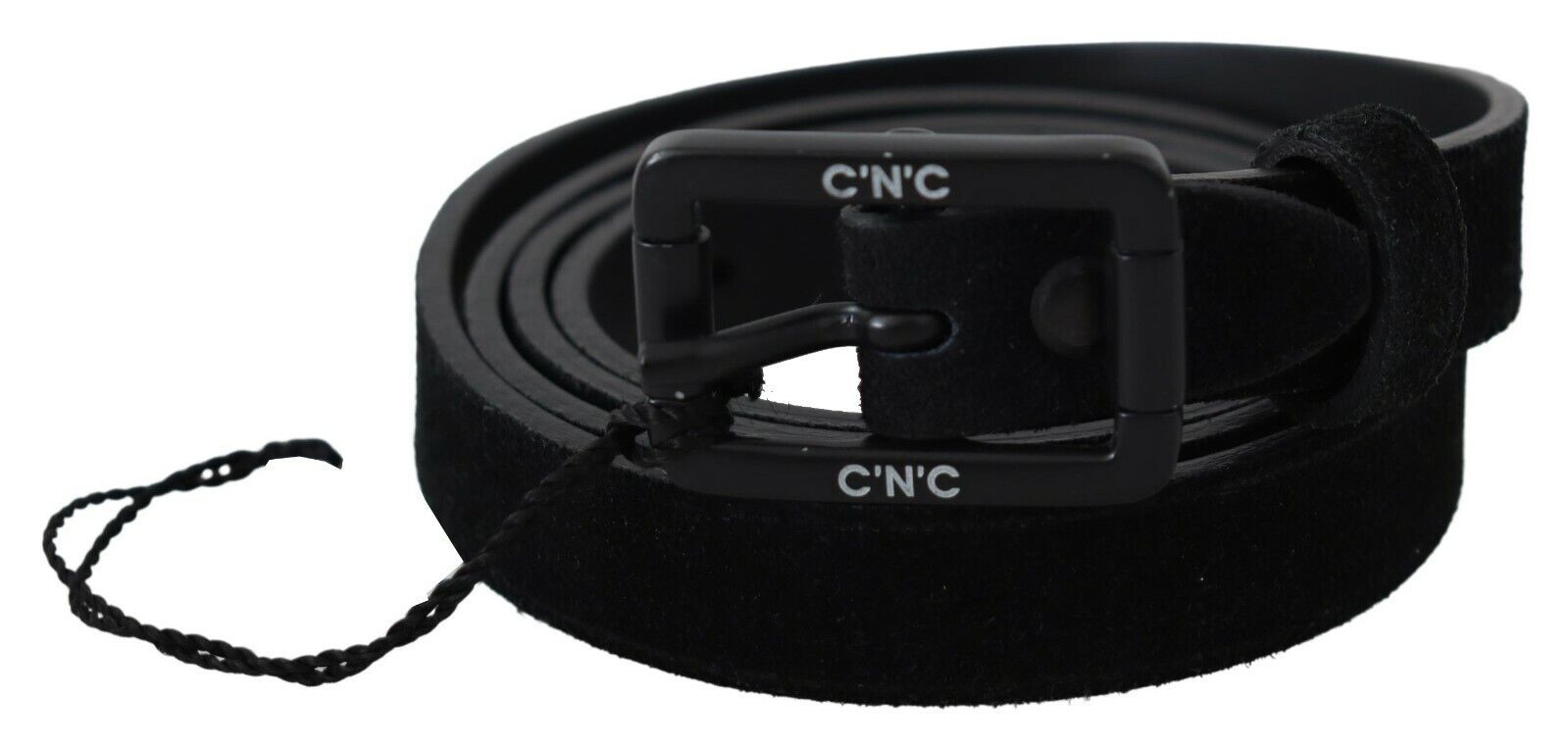 Black Leather Velvet Square Buckle Waist - 100-cm-40-inches