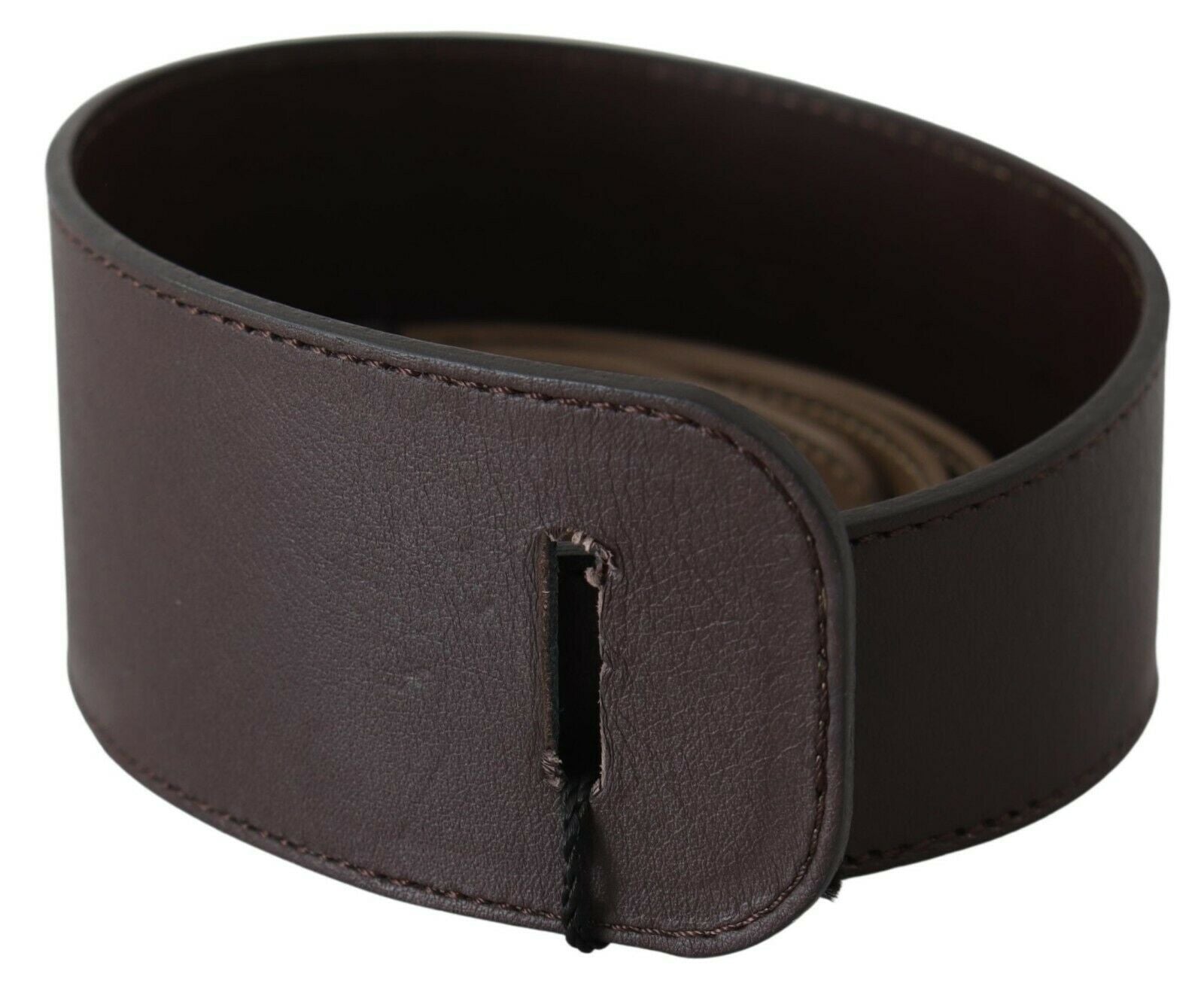 Brown Genuine Leather Logo Wide Waist Belt - 70-cm-28-inches