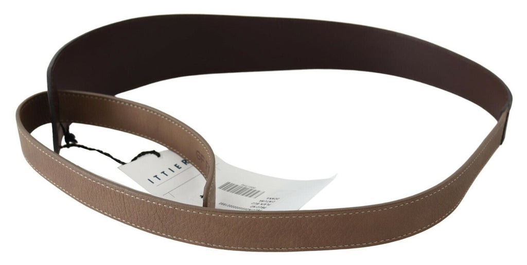Brown Genuine Leather Logo Wide Waist Belt - 70-cm-28-inches