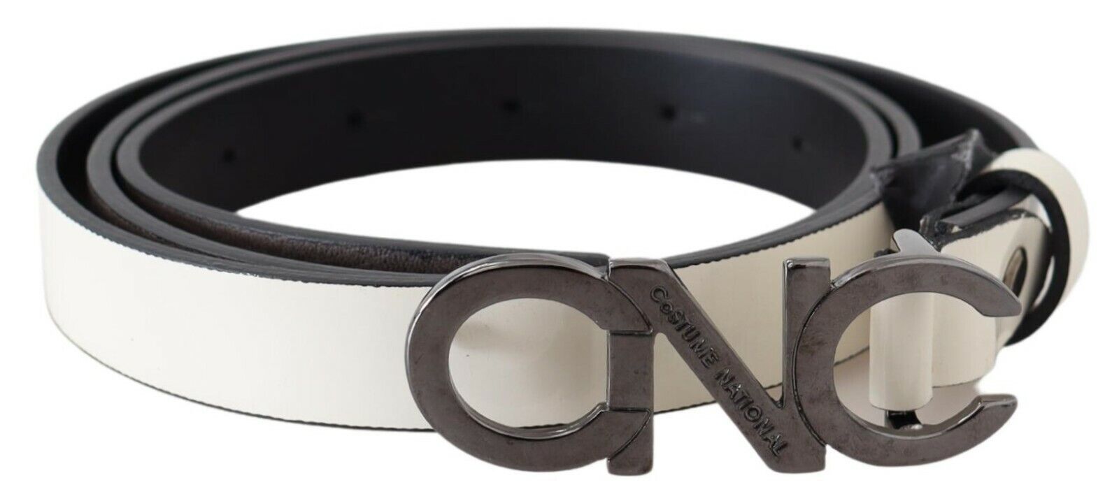 Belt Mettalic Gray Leather Logo Belt - 85-cm-34-inches