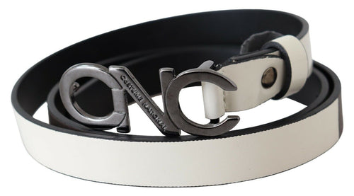 Belt Mettalic Gray Leather Logo Belt - 85-cm-34-inches