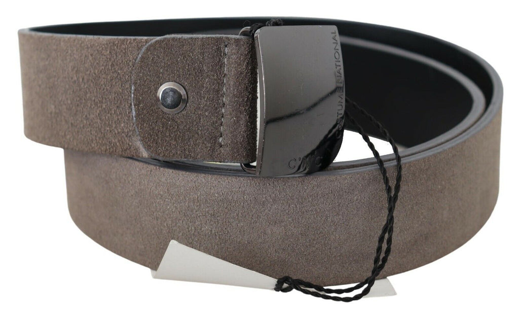 Brown Leather Square Logo Buckle Belt - 85-cm-34-inches
