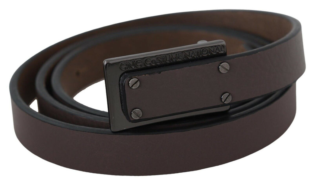 Brown Leather Tactical Logo Screw Buckle Belt - 100-cm-40-inches