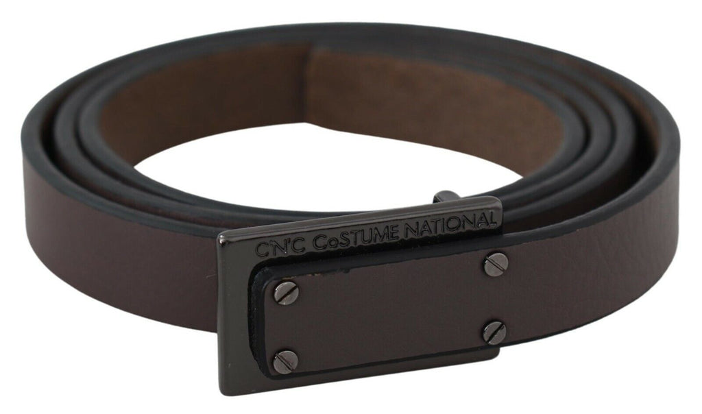 Brown Leather Tactical Logo Screw Buckle Belt - 100-cm-40-inches